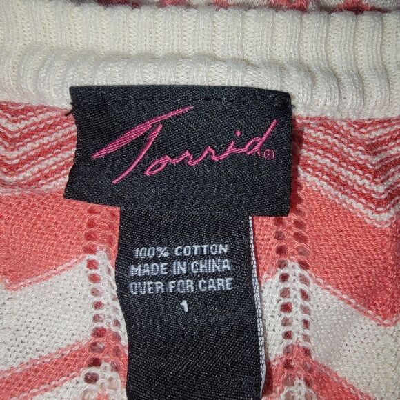 Torrid Vintage Chevron Print Open Front Cardigan Sweater Size 1/1x - Picture 3 of 5